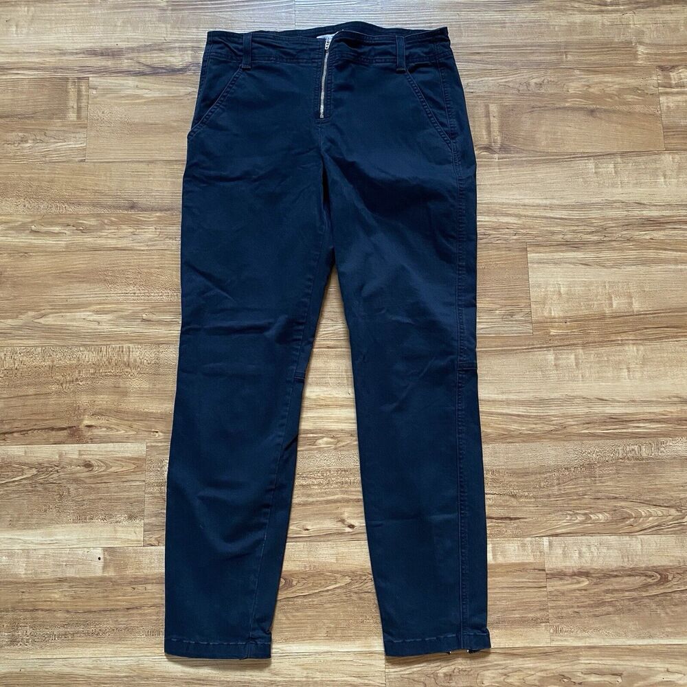 A.L.C 8 Washed Black Quintin Stretch Cotton Front Zip Slim Pants Moto Minimalist